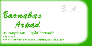 barnabas arpad business card