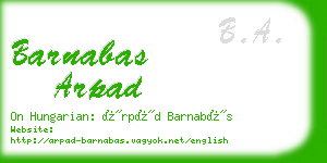 barnabas arpad business card